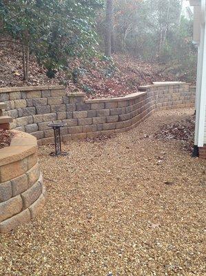 Retaining Wall and Pea Gravel