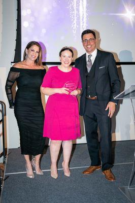 Marisol Espinoza receives Chair Award from Dr Chris Raigosa and Becki Robb