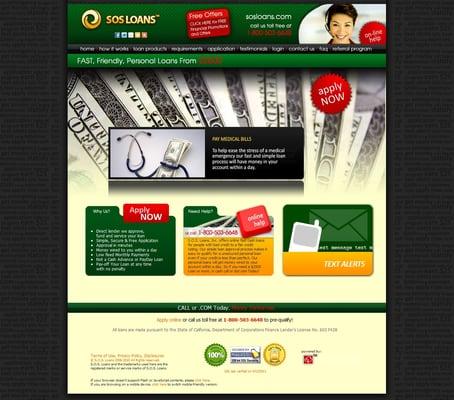 SOS Loans loan company website (portfolio)