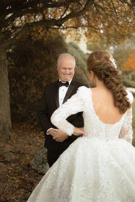 Emotional 1st look with father and bride