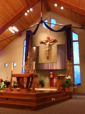 A welcoming Catholic community located just off 285 on a hillside.