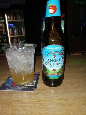 Angry Orchard apple cider is great over ice.