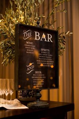 Bar Sign designed & printed by Mi*Te Photography: Cristina G Photography