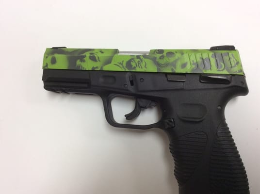 Zombie green with skulls