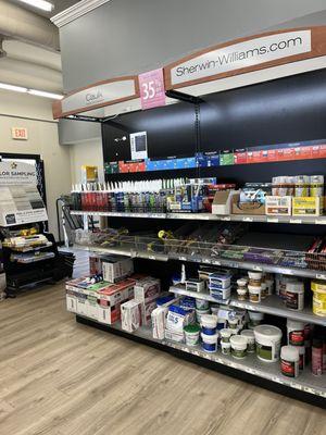 Inside Sherwin Williams Paint Store, Beresford Square Shopping Center, Milpitas, CA.