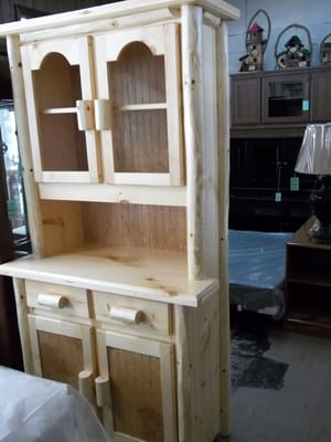 solid pine unfinished china hutch