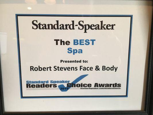 We won Best Spa for 2019!!! Thank you to everyone who voted!!!