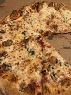 Large mushroom 1-Topping Pizza