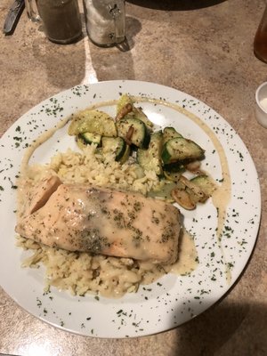 Salmon, the zucchini and the salmon was on rice excellent meal