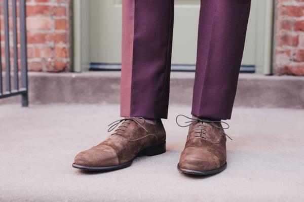 The Cagney cap-toe oxford in cafe suede.