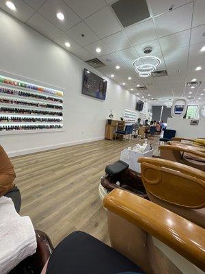 View of salon from pedicure area