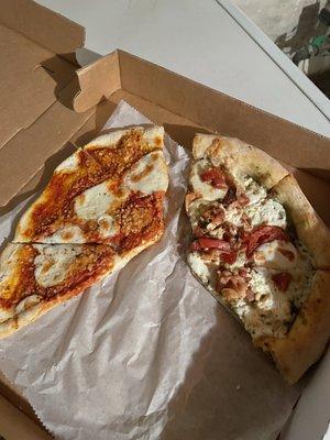 The Marinara Pizza (left)
 The Bianca Pizza (right)