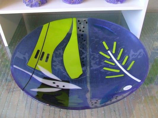 Blue Organic Glass Plate - Cool Glass by Trellage-Ferrill