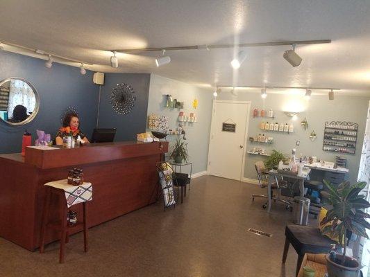 Reception area and a manicure area