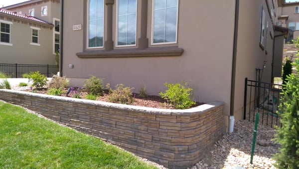 Retaining wall and plants