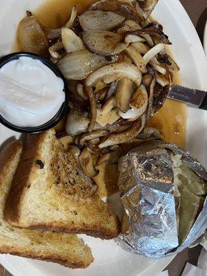 Hamburger steak with baked potatoe