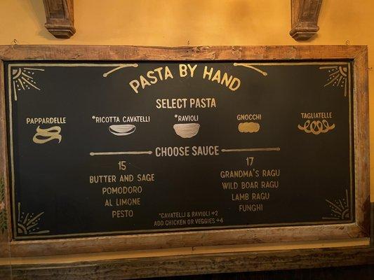 Pasta selection.