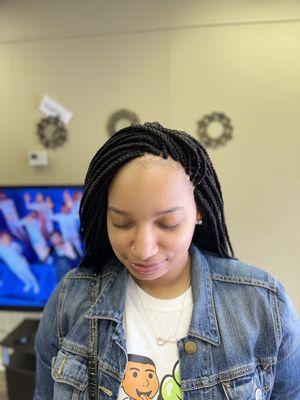 Small butt length box braids