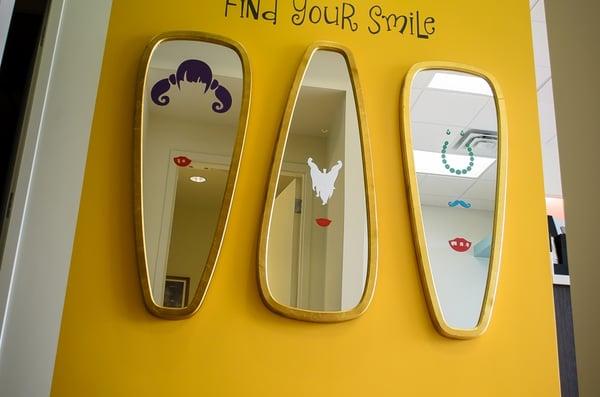 Using our mirrors you can try out a new accessory to your smile, whether it be a mustache or some new lipstick.