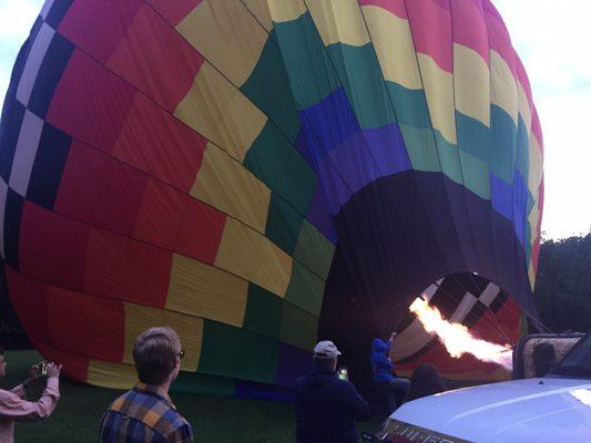 It was neat to watch as the flight crew filled the 108 ft tall balloon!