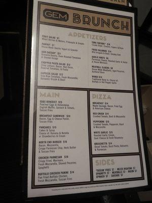 GEM Brunch Menu 5/2017