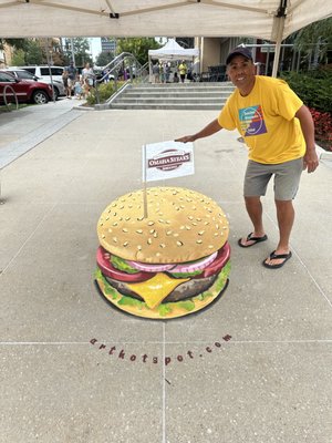 3D street art in Omaha for Omaha Steaks.