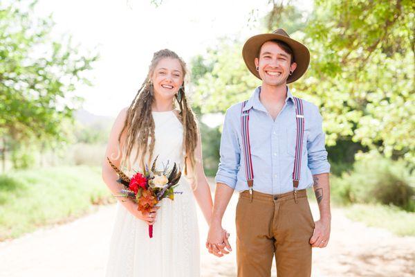 A couple who eloped in Grafton, UT, near Zion National Park.