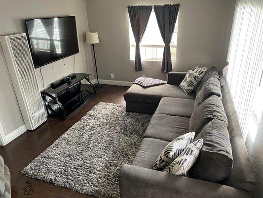 AFTER photo of simple living room staging