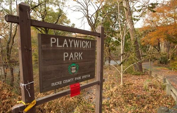 Entrance sign to Playwicki Park, on Maple Avenue!