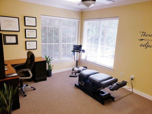 Chiropractic adjusting room where you will see Dr. Mike Vilello