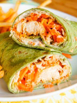 Spinach wrap Grilled Chicken Cheese Lettuce Dressing Onion  Pepper