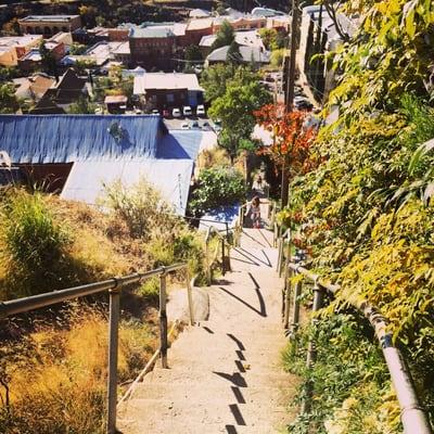 Stairs To town right outside