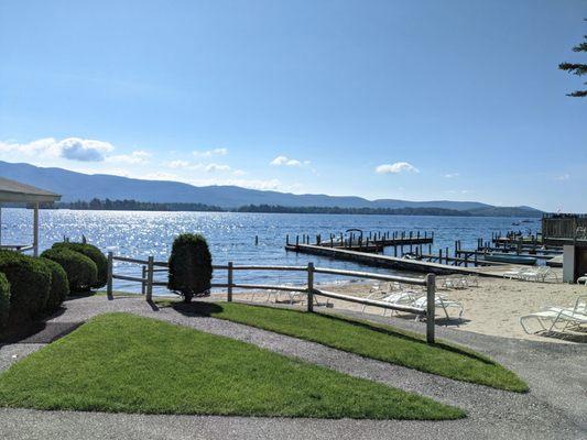 Beach and docks.