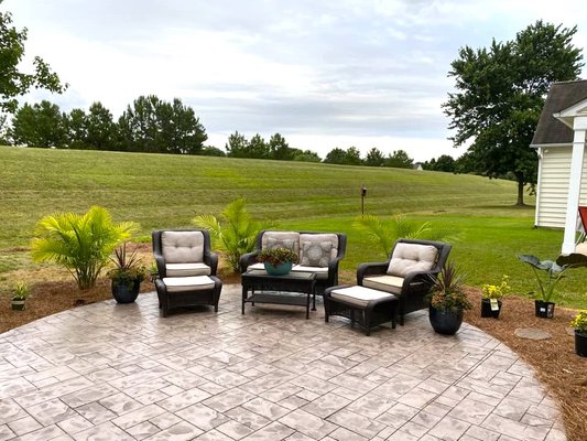 Stamped and stained concrete patio