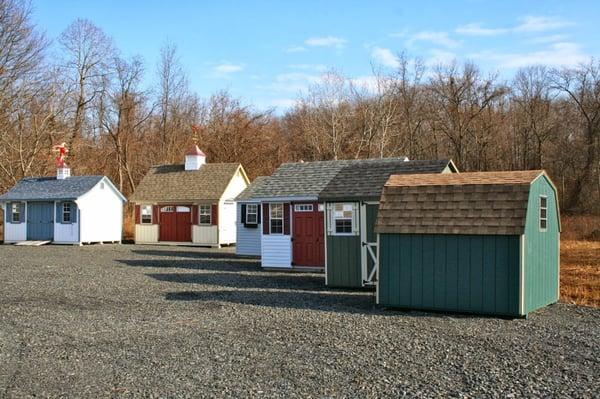 Best in Backyards in New Windsor, NY has storage sheds of all shapes and sizes on display.