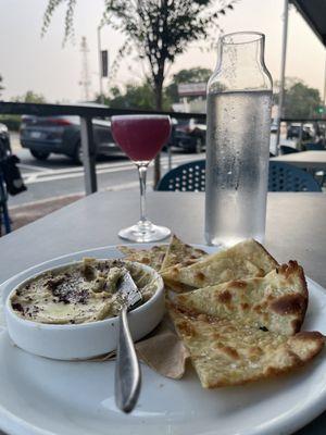 Hummus with Flatbread, For the Love of Summer cocktail