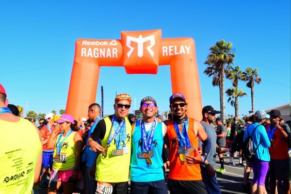 Our leg 7 runners with their Golden State combo medal (LA Marathon & Ragnar) & Run of Fame Ragnar medal for running 25+ during their 3 runs.