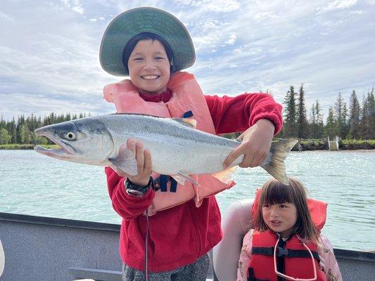 On the first half day river fishing trip.    Caught this beautiful 10lb Sockeye salmon.