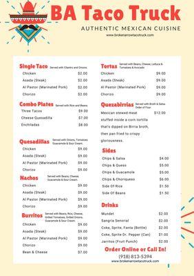 Latest Menu as if 5/16/22