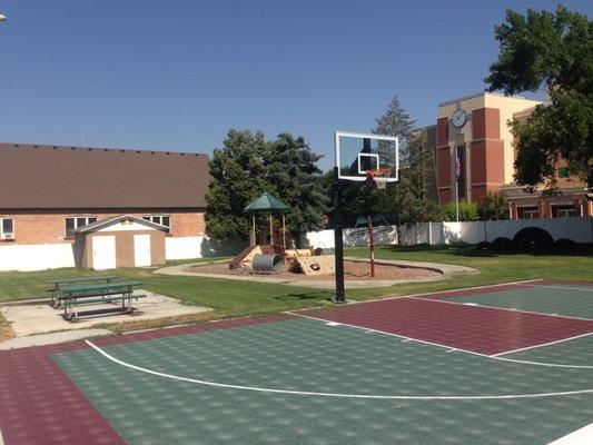 Our basketball court and autism friendly playground! All are welcome anytime!!