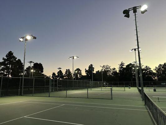 A little twilight pickleball practice.