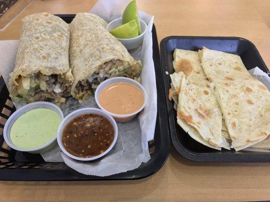 California Burrito + Cheese Quesadilla @ Taqueria Jalapeño