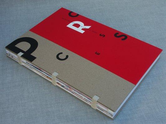 Exposed Sewn book with Quarter Binding and multiple color debossing.