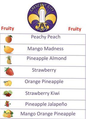 This is our most current Fruity menu. We divide our menu into Fruity & Creamy.