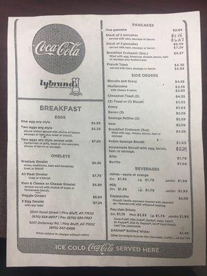 Lybrand's Breakfast Menu