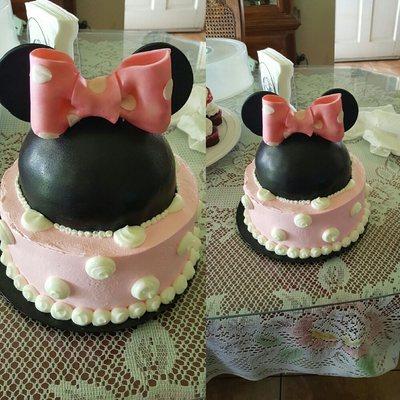 Minnie mouse birthday cake created for our niece.