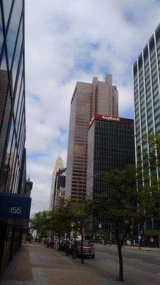 Rhodes state office tower from E broad street. Downtown Columbus Ohio