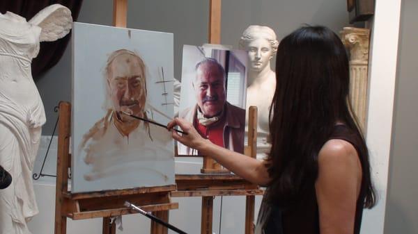 Student working on a Portrait