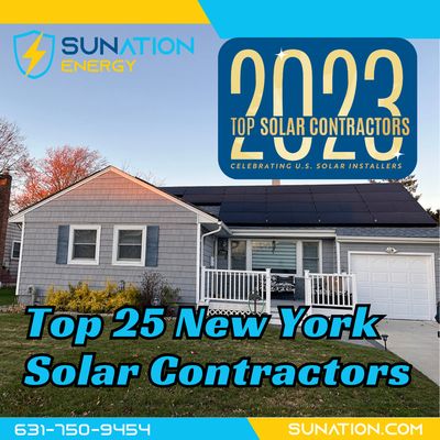 SUNation Energy is listed among the top 25 New York Solar Contractors for the 2023 list of Top Solar Contractors!