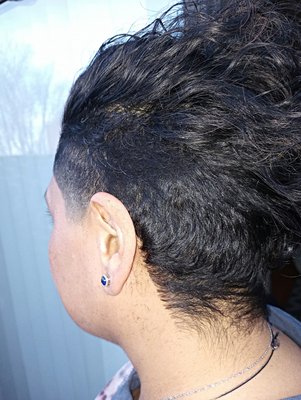 Women's haircut with shadow taper and soft shape up